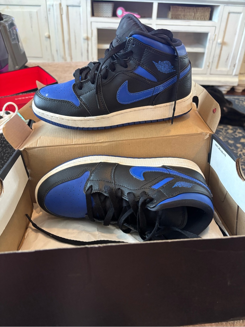 Nike Kids Black and Blue High-Top Sneakers